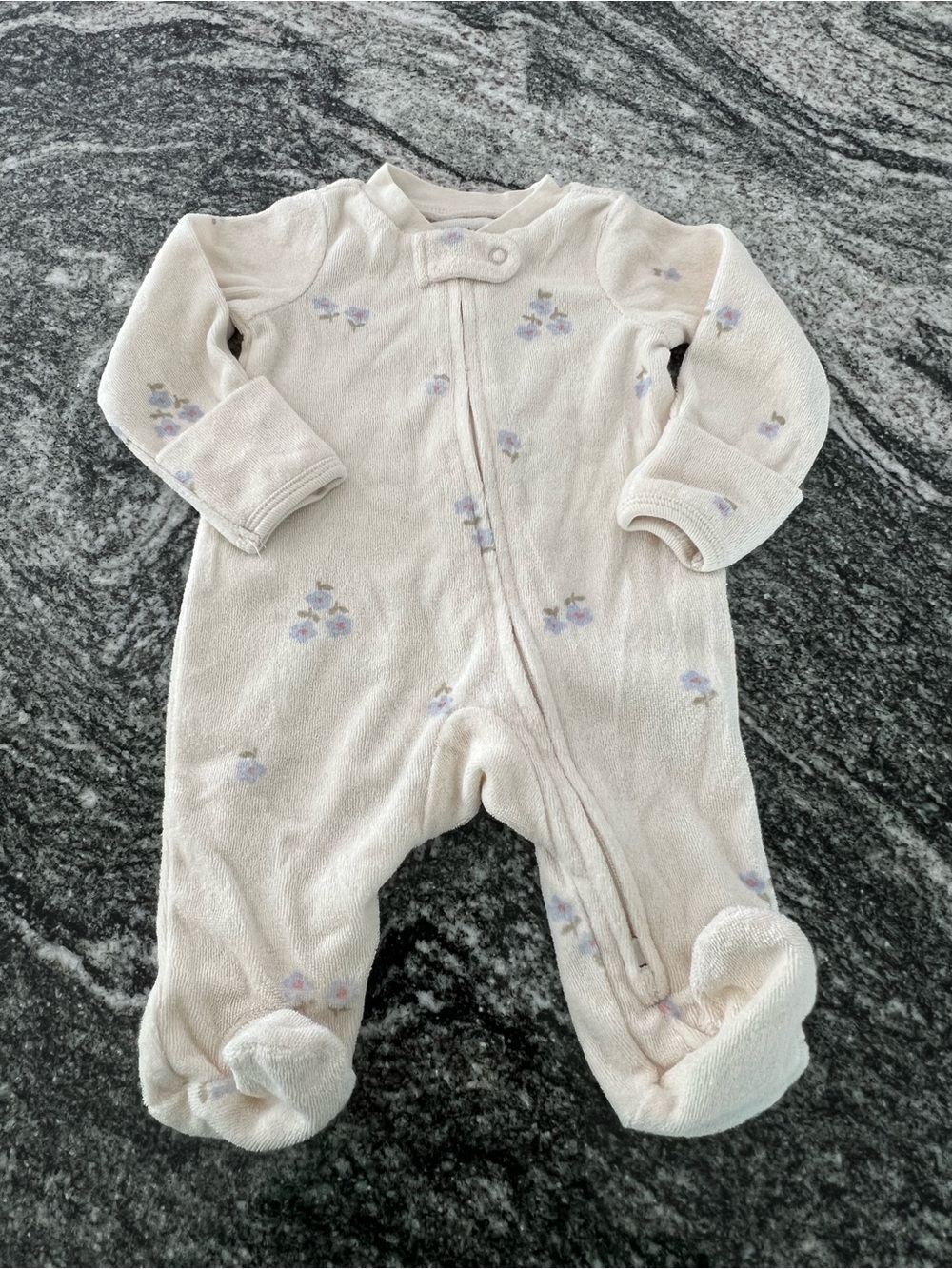 Carter's Cream Footed One-Piece with Light Purple Floral Print